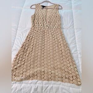 INC, size 8, crochet and sheer detail knee length summer dress.